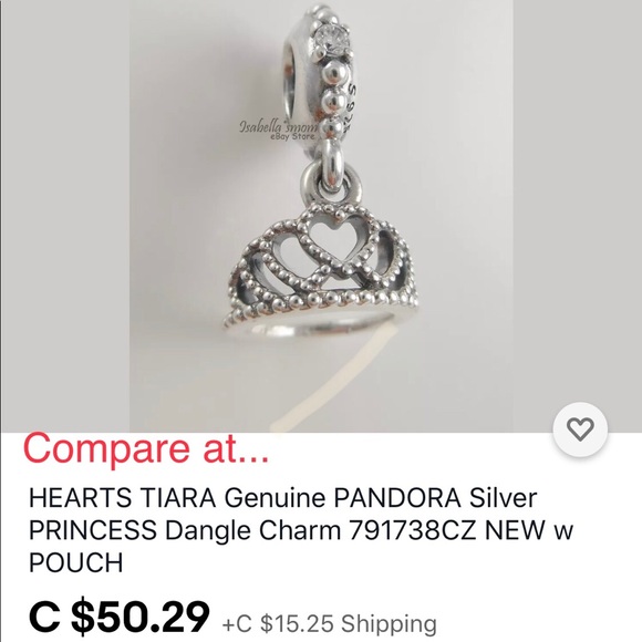 Authentic Pandora Hearts Tiara Charm - Picture 5 of 7